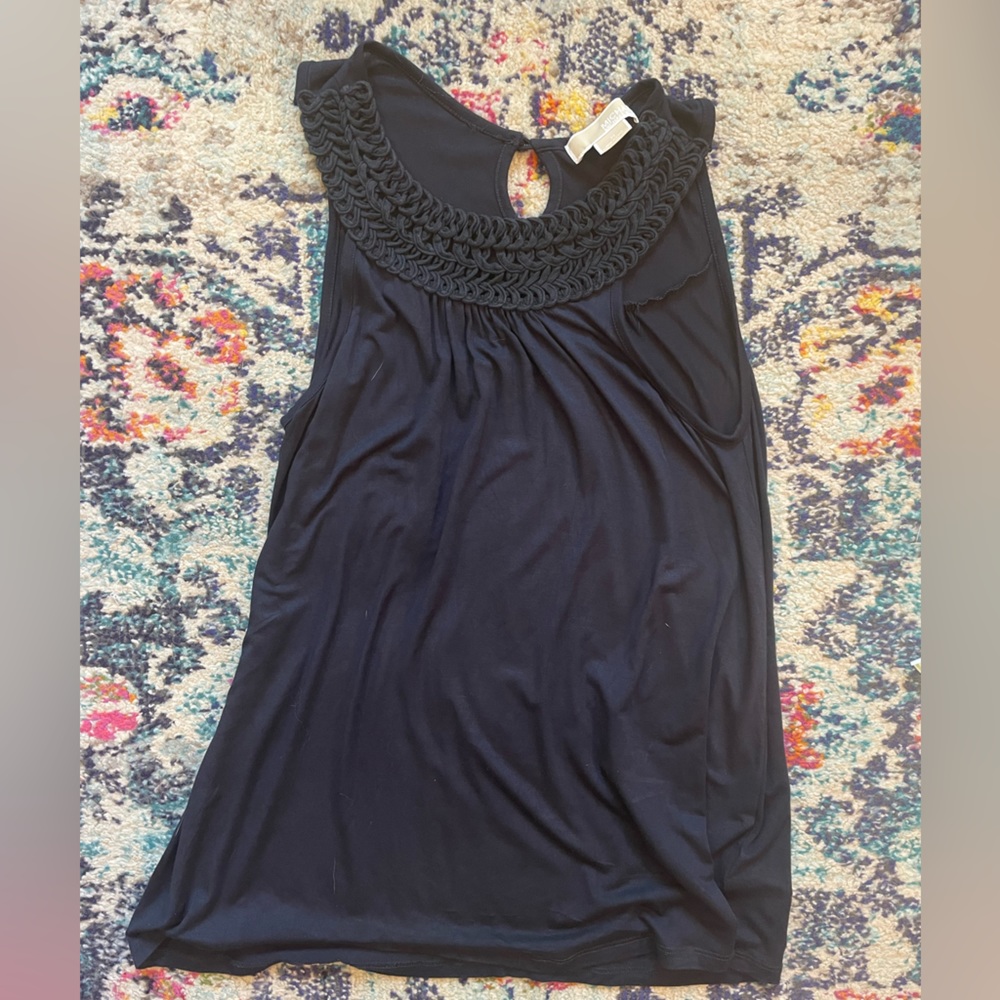 MICHAEL Michael Kors black dressy tank with detailed neck line. Size SP.
